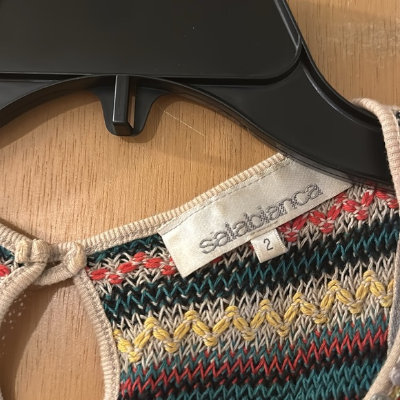 Salabianca Women’s Sleeveless Striped Sequin Artsy Dress Green Yellow Size 2 - Picture 5 of 13